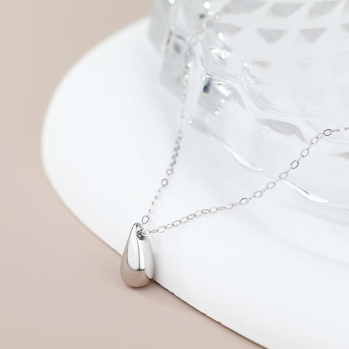 EVEYE S925 Sterling Silver Necklace For Women, Teardrop Pendant Necklaces, Pear Pendant Necklace Jewelry Minimalist style Gift
