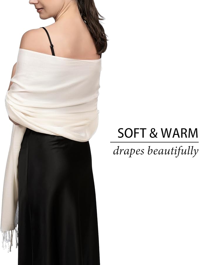 Achillea Soft Silky Pashmina Scarf for Women – Shawl Wrap for Evening Dresses, Bridesmaids, Weddings & Everyday Wear