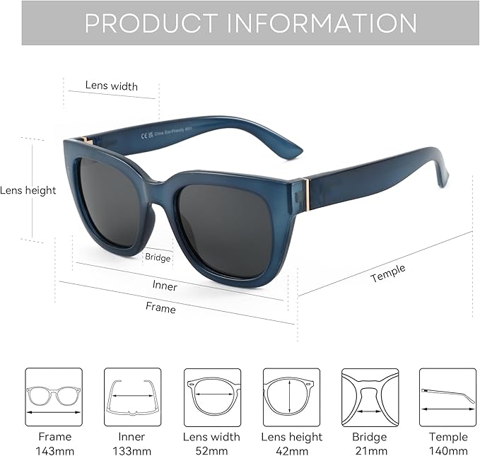 ZENOTTIC Retro Square Polarized Sunglasses for Women Vintage Sun Glasses UV400 Protection Trendy Shades Fashion Style