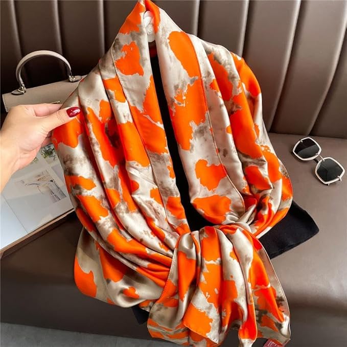 YOUR SMILE Large Mulberry Silk Feeling Long Stain Scarf Lightweight Sunscreen Shawls Wraps for Women