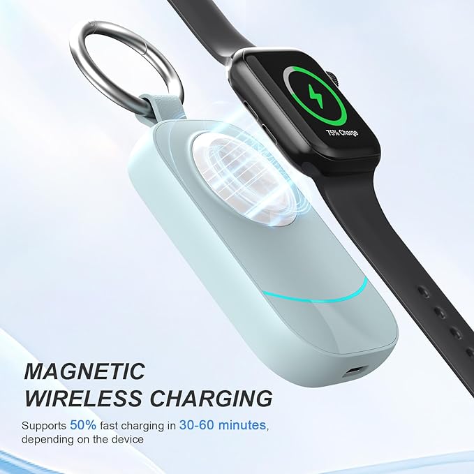 Wireless Portable Charger for Apple Watch SE 3 -zikker 2500mAh Travel Fast Charger for iWatch Series 11/10/9/8/7/6/5/4/3/2/SE 2/UItra/UItra 2/UItra 3 Blue