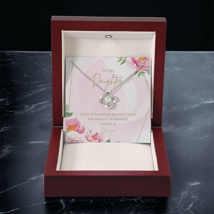 VIRAGIL To My Daughter Gift Necklace From Dad or Mom - Badass Daughter Jewelry With Heartfelt Message & Elegant Box