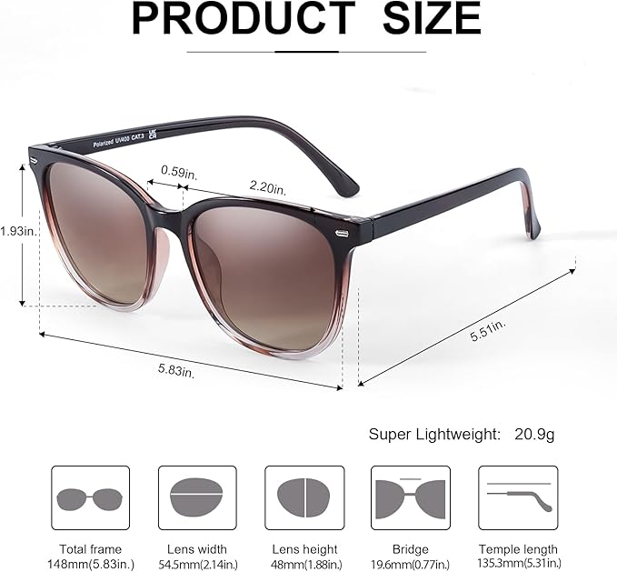 Myiaur Polarized Sunglasses for Women, Square Mirrored Trendy Shades with UV Protection Reduce Glare Sun Glasses