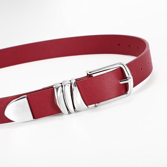 VONMELLI Women's Belt for Jeans Dress Leather Belt for Women Fashion Waist Ladies Belt with Silver Buckle