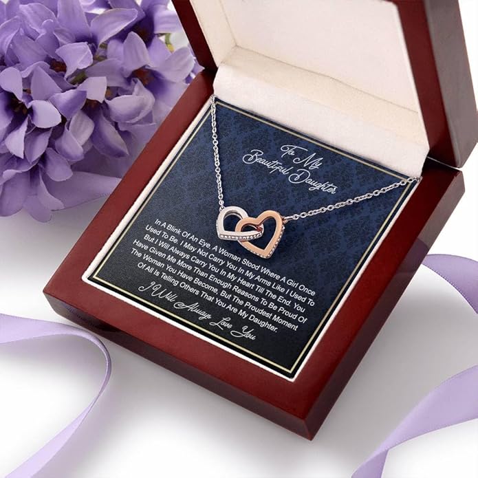 VIRAGIL To My Daughter Gift Necklace From Dad or Mom - Badass Daughter Jewelry With Heartfelt Message & Elegant Box