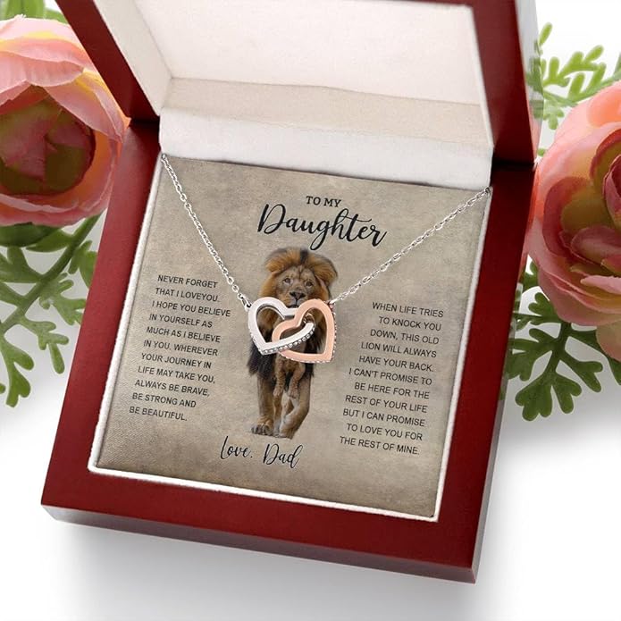 VIRAGIL To My Daughter Gift Necklace From Dad or Mom - Badass Daughter Jewelry With Heartfelt Message & Elegant Box
