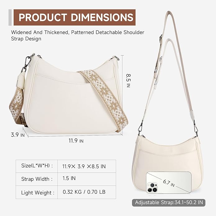 APHISON Trendy Leather Crossbody Purse with Adjustable Strap, Women's Shoulder Handbag