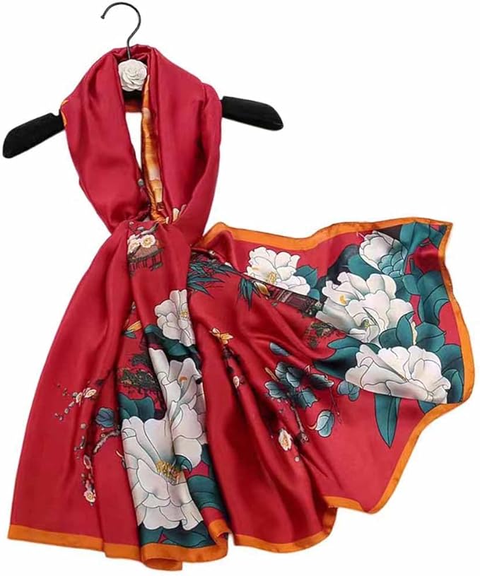 Pokeedioty Scarfs for Women Lightweight Head Scarf Fashion Scarves Elegant Floral Pattern Sunscreen Shawls and Wraps