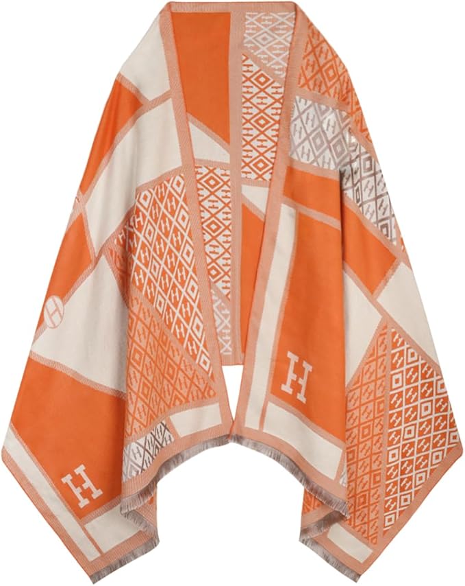 EXTREE Scarfs for Women Pashmina Silky Shawl Wrap for Evening Dressing Blanket Open Front Poncho Cape