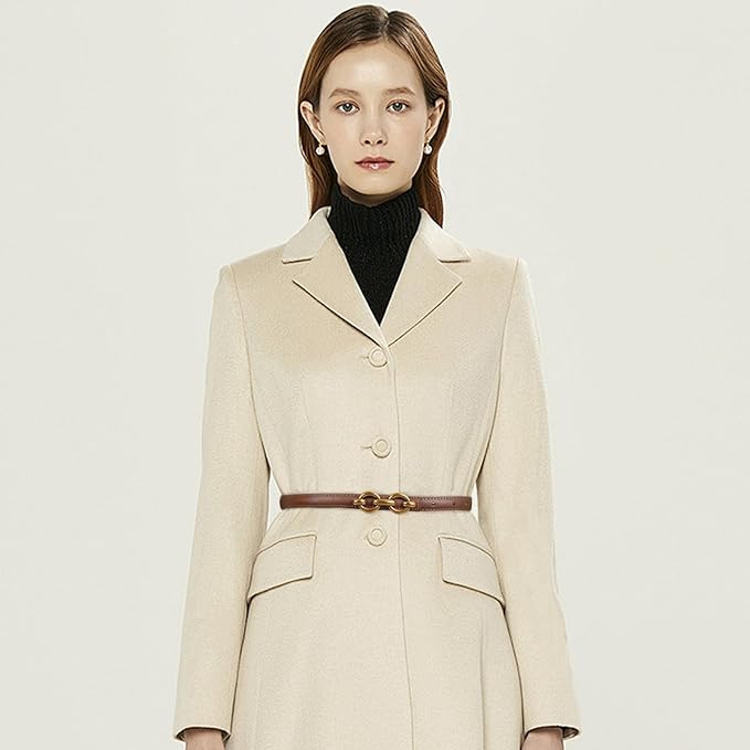 Women's Fashion Classic Metal Buckle Leather Belt with Jeans Dress