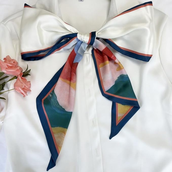Silk Head Scarf for Hair Fashion Headwrap for Women Lightweight Neck Tie