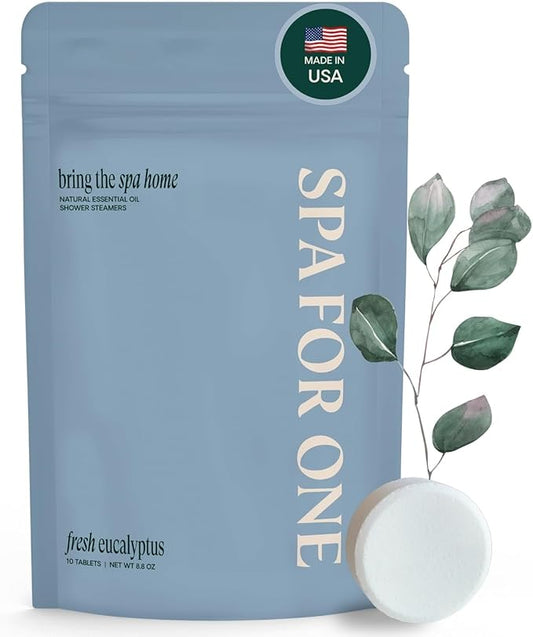 Shower Steamers Aromatherapy 10 Pack - Made in USA with Natural Essential Oils for Galentines and Valentines Day, Birthday Gifts for Women and Men, Self Care - Eucalyptus