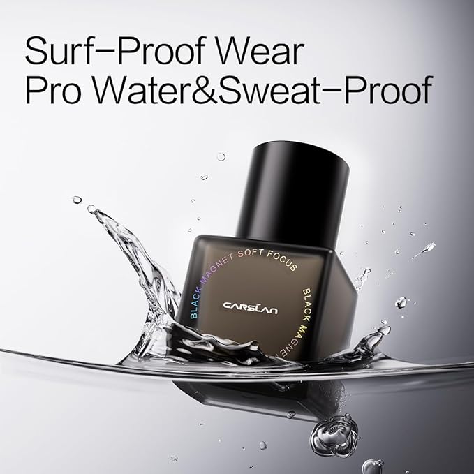 CARSLAN Black Magnet Liquid Foundation, 24H Longlasting Matte Finish Face Base Makeup, Waterproof, Smudgeproof, Buildable, Full Coverage Natural Finish, 30ml/1.05 Fl Oz, P01 For Fair Skin