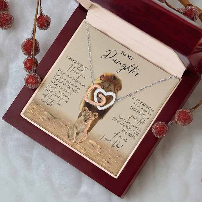 VIRAGIL To My Daughter Gift Necklace From Dad or Mom - Badass Daughter Jewelry With Heartfelt Message & Elegant Box