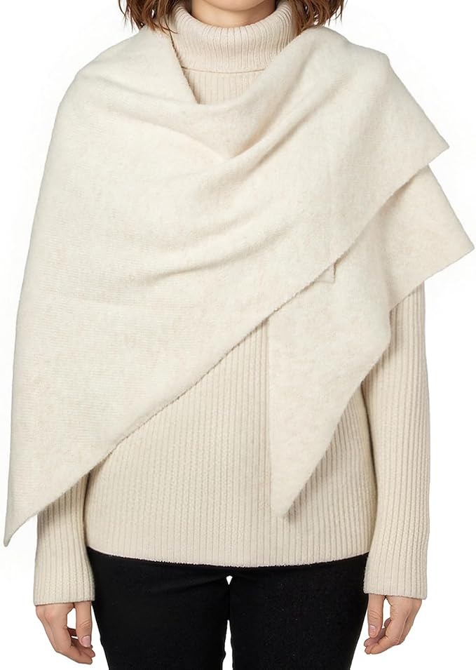 RIIQIICHY Shawl Wrap Women Pashmina Triangle Cape Knit Sweater Scarf for Fall Winter Fashion Accessory