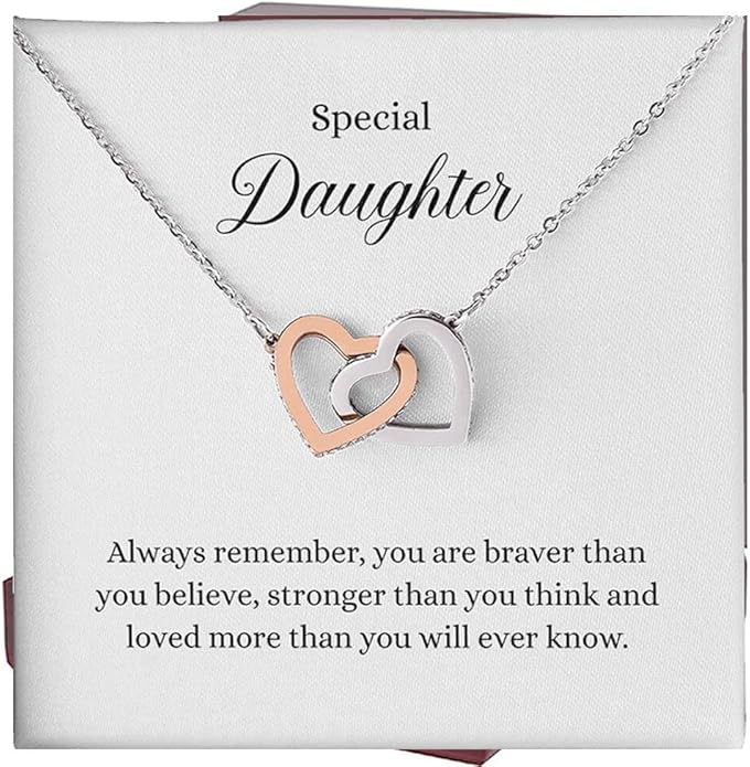 VIRAGIL To My Daughter Gift Necklace From Dad or Mom - Badass Daughter Jewelry With Heartfelt Message & Elegant Box