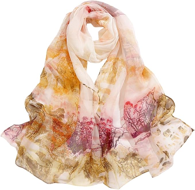 Pokeedioty Women’s Scarf Lightweight Elegant Floral Pattern Scarf Fashion Scarves Sheer Scarfs Shawls