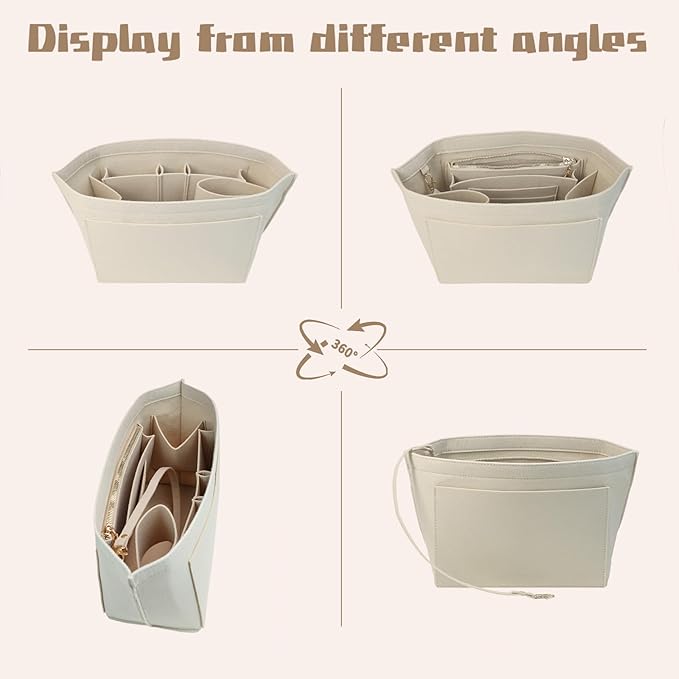 Lckaey Organizer Insert For Long Champ Le Pliage Purse organizer Premium Felt 1012-30khaki-S