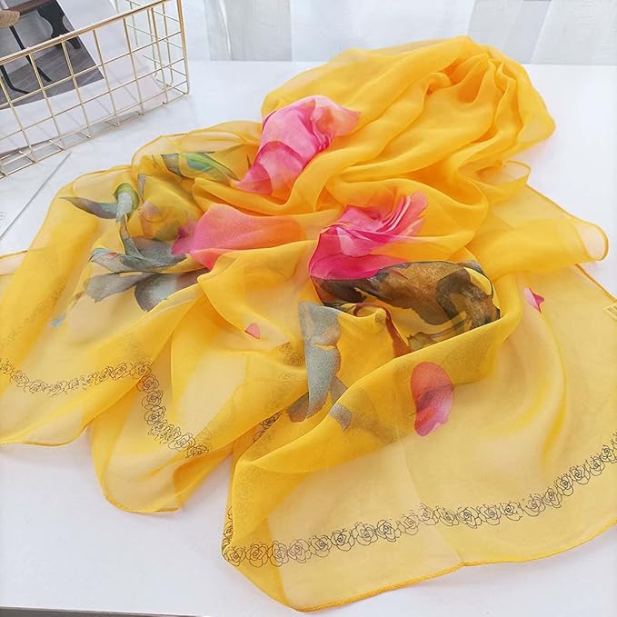Pokeedioty Women’s Scarf Lightweight Elegant Floral Pattern Scarf Fashion Scarves Sheer Scarfs Shawls
