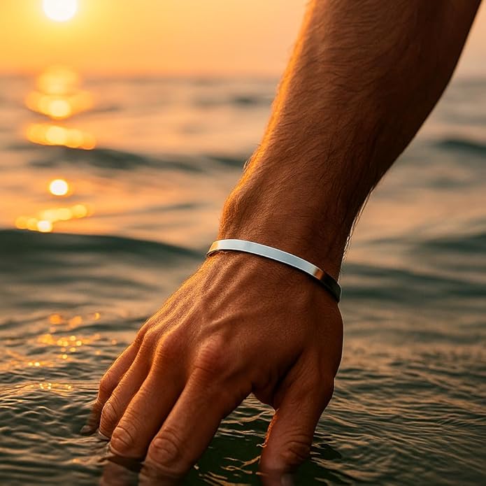 Forge & Foundry Men's Minimalist Titanium Cuff Bracelet | Versitile Unisize Waterproof | Design-Led Artisan Jewelry, from London | Ravick