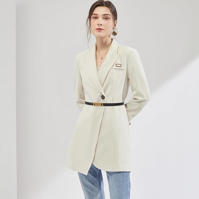 Women's Fashion Classic Metal Buckle Leather Belt with Jeans Dress