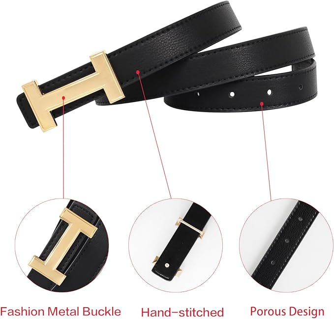 Relang Women's Belts with Gold Buckle, Fashion Waist Band, Elegant Ladies' Belt, Gift for Women