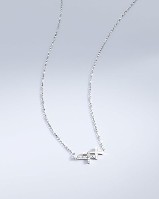 Milla 14K Gold Plated Cross Necklace for Women, Silver Cross Necklaces for Women, 18 inches Chain with Cross Pendant
