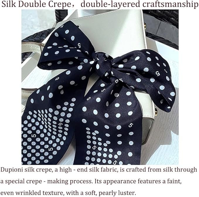 100% Mulberry Silk Ribbon Scarf for Hair Beach Head Wraps for Women Handbag accessories Necktie