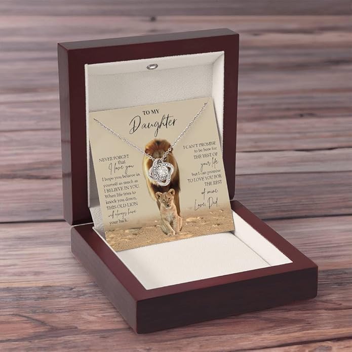 VIRAGIL To My Daughter Gift Necklace From Dad or Mom - Badass Daughter Jewelry With Heartfelt Message & Elegant Box