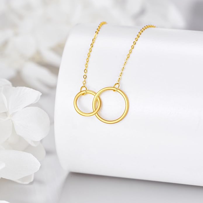 KECHO 14k Gold Simple Circle Necklace Karma Pendant Necklace for Women Jewelry