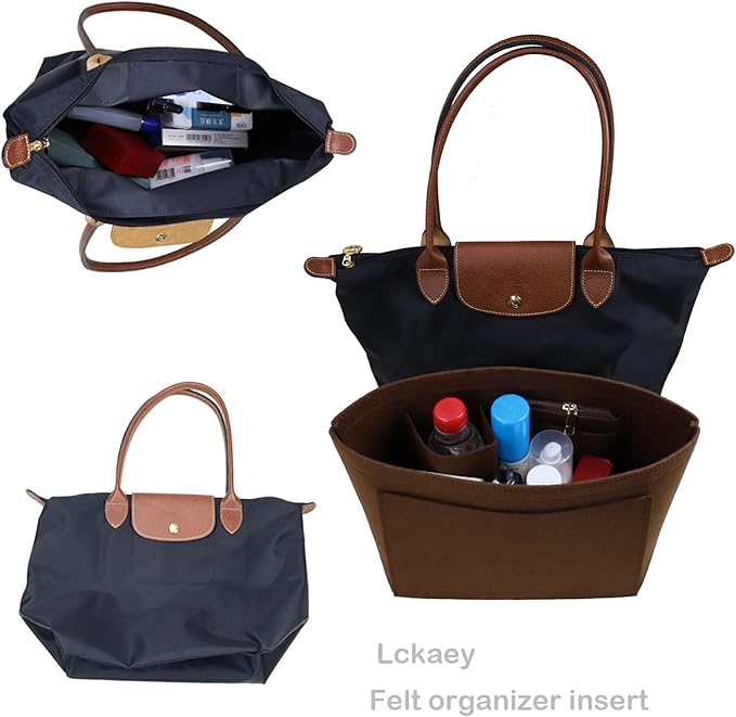 Lckaey Purse Organizer Insert for Longchamp Le Pliage Neo Handbags Insert Organizer 1012coffee-M