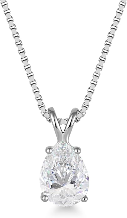 STARCHENIE Moissanite Pendant Necklace for Women D Color VVS1 1.25CT Moissanite Necklace Pear Cut 925 Sterling Silver 18K White Gold Plated Jewelry