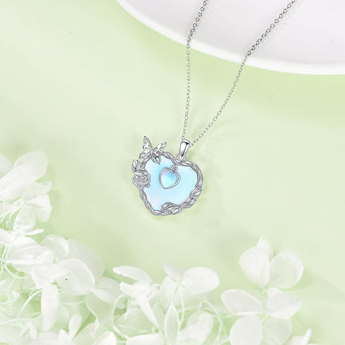 Moonstone Necklace for Women dragonfly Necklace 925 Sterling Silver Teardrop Moonstone Pendant Necklace Dragonfly Jewelry Gifts for Women