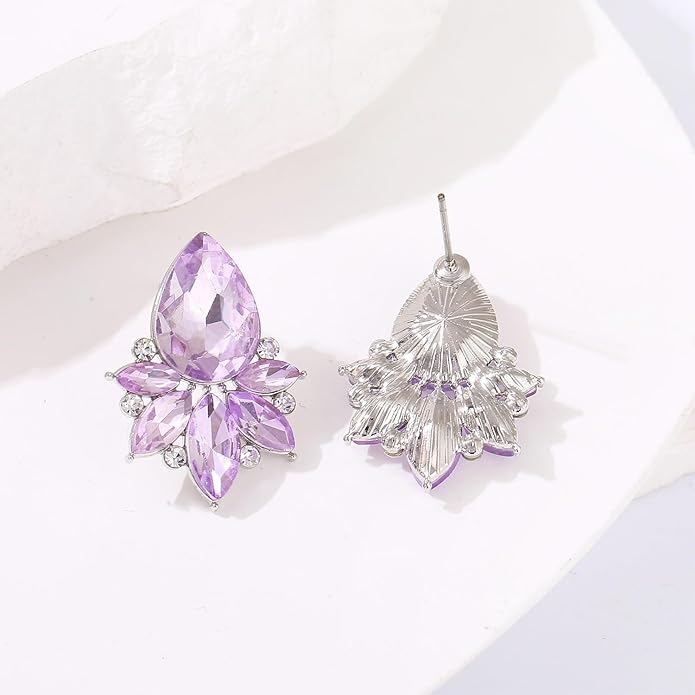 Vintage Rhinestone Earrings Fancy Crystal Cluster Drop Earrings Art Deco Earrings for Women