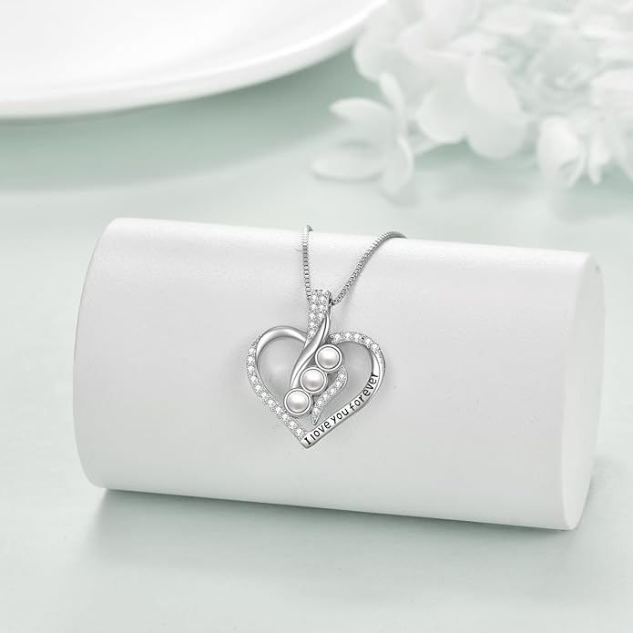 Rose Heart Birthstone Necklace for Women - Solid S925 Sterling Silver with Rose Gold Plated Infinity Symbol of Love Valentine's, Mother's Day, Anniversary, Christmas Birthday Gift for Her, Mom, Wife, or Girlfriend.