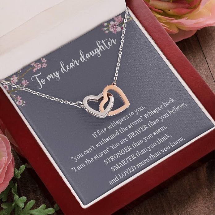 VIRAGIL To My Daughter Gift Necklace From Dad or Mom - Badass Daughter Jewelry With Heartfelt Message & Elegant Box