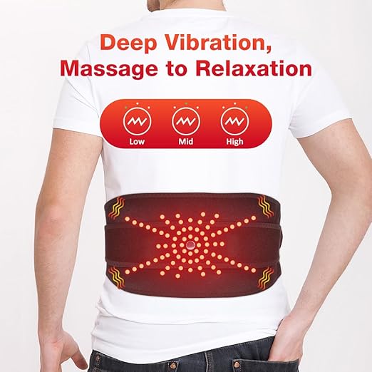Heating Pad for Back Pain Relief, Cordless Electric Waist Belt Device with Massager, Back or Belly Heating Pad for Women and Girl