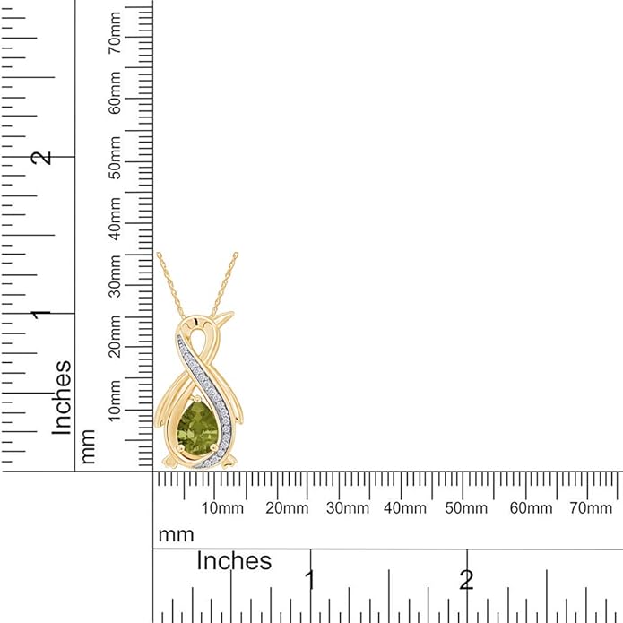 Infinity Penguin Pendant Necklace for Women, 14K Gold Over Sterling Silver with Pear & Round Cut Simulated Birthstone & White Diamond Accents, Dainty Animal Jewelry Gift with 18" Chain