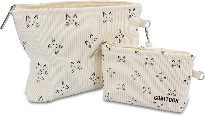 2pcs Cosmetic Bags,makeup bag for women,aesthetic organizer toiletry bags,travel essentials,travel size toiletries,a small make up bag and a big make up bag(cat bag)
