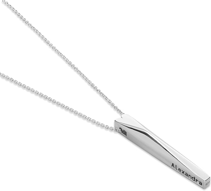 OAK & LUNA - Personalized Pillar Bar Necklace with Diamond Options - Custom Inscription Engraved Pendant - Up to 4 Names - Jewelry Gift for Women, Her, Mother For Mother's Day, Christmas