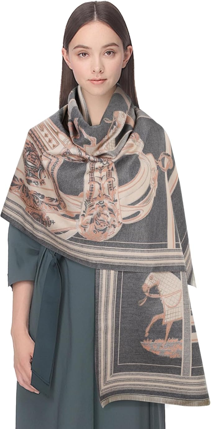 EXTREE Scarfs for Women Pashmina Silky Shawl Wrap for Evening Dressing Blanket Open Front Poncho Cape
