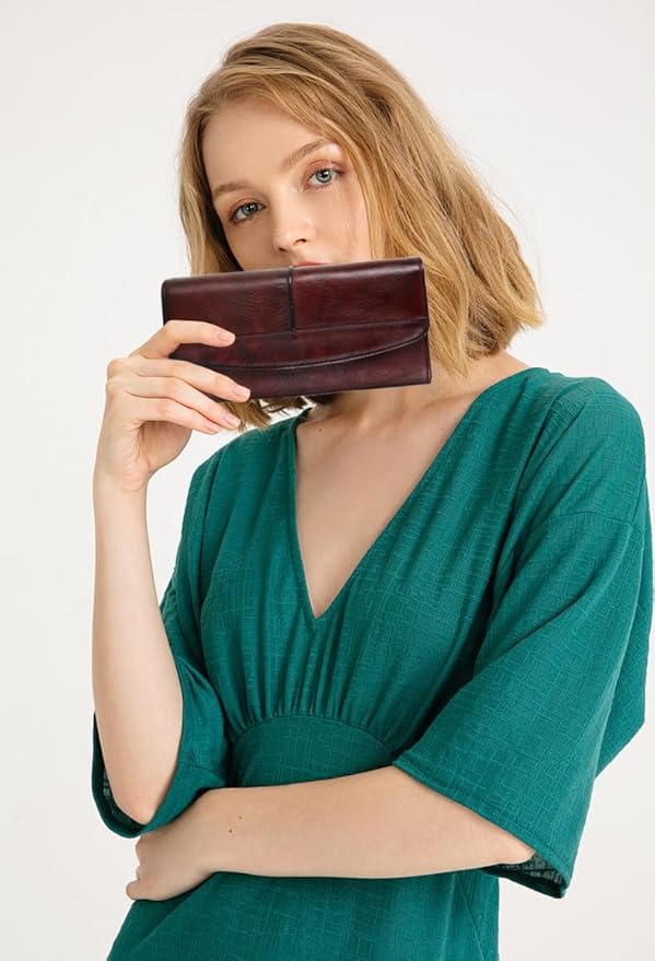 Wallets for Women Large Capacity Leather Clutch Wallet Card Organizer Women's Purse
