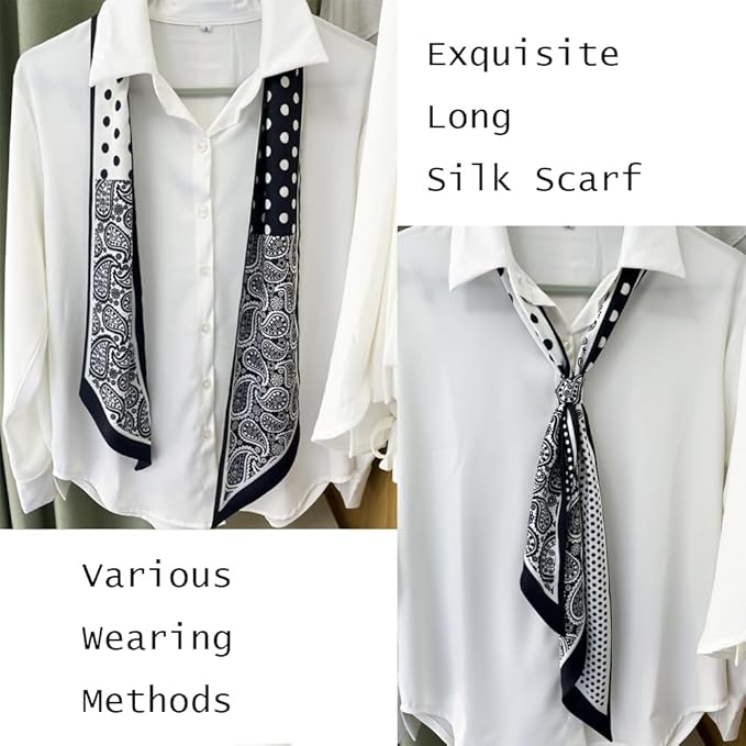 Silk Head Scarf for Hair Fashion Headwrap for Women Lightweight Neck Tie
