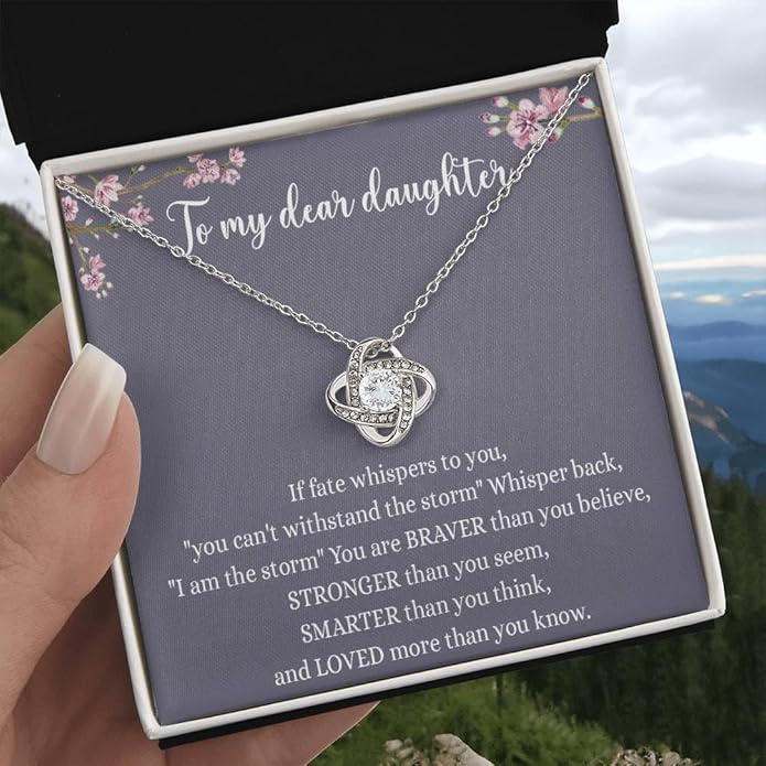 VIRAGIL To My Daughter Gift Necklace From Dad or Mom - Badass Daughter Jewelry With Heartfelt Message & Elegant Box