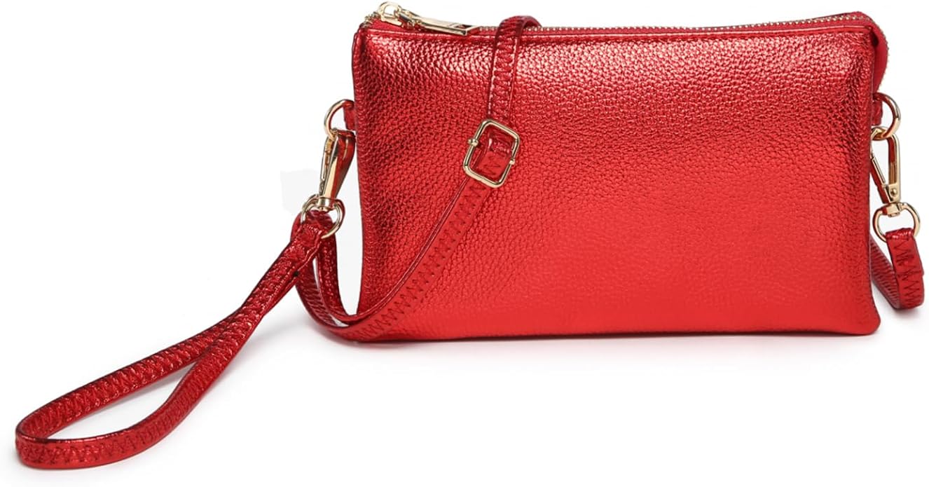 JEN & CO. Riley Small Crossbody Bags for Women Vegan Leather Wristlet Clutch Wallet Purses Handbags with 2 Straps