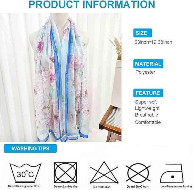 Xyueanlo Scarfs for Women Lightweight Fashion Floral Printed Scarves Neck Scarf Sunscreen Wraps Shawls