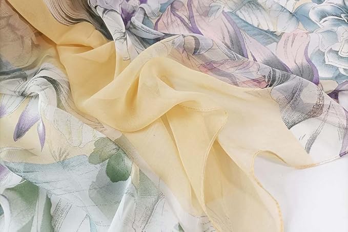 Pokeedioty Scarfs for Women Lightweight Fashion Scarves Elegant Floral Pattern Sheer Scarfs