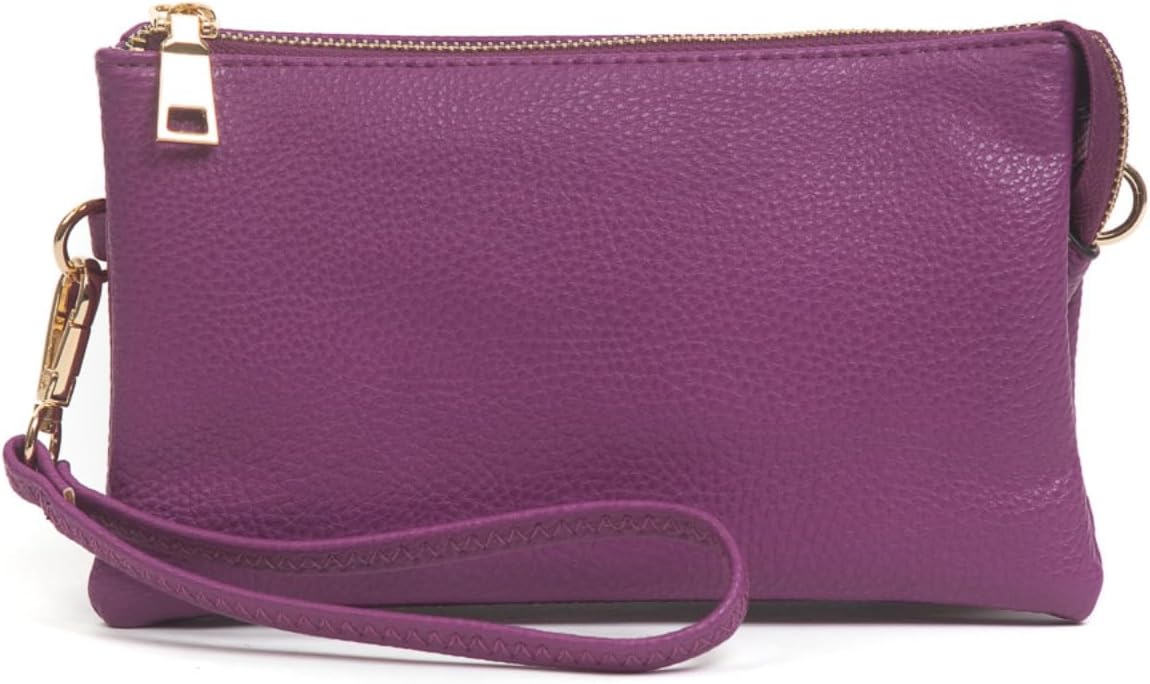 JEN & CO. Riley Small Crossbody Bags for Women Vegan Leather Wristlet Clutch Wallet Purses Handbags with 2 Straps