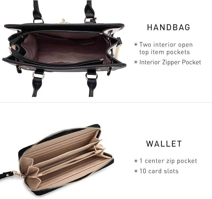 Dasein Handbags Purses Set for Women Top Handle Satchel Shoulder Bags Large Work Tote Bag with Matching Wallet
