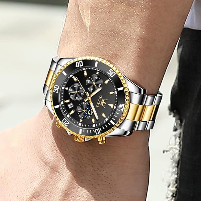 OLEVS Mens Watches Big Face Stainless Steel Waterproof Date Analog Quartz Watches Fashion BusinessWrist Watches for Men…
